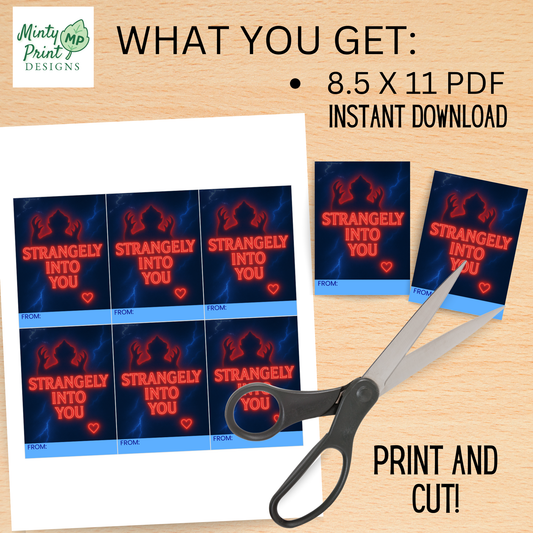 Creepy creature Valentine printable with neon 80s vibe for classroom exchanges