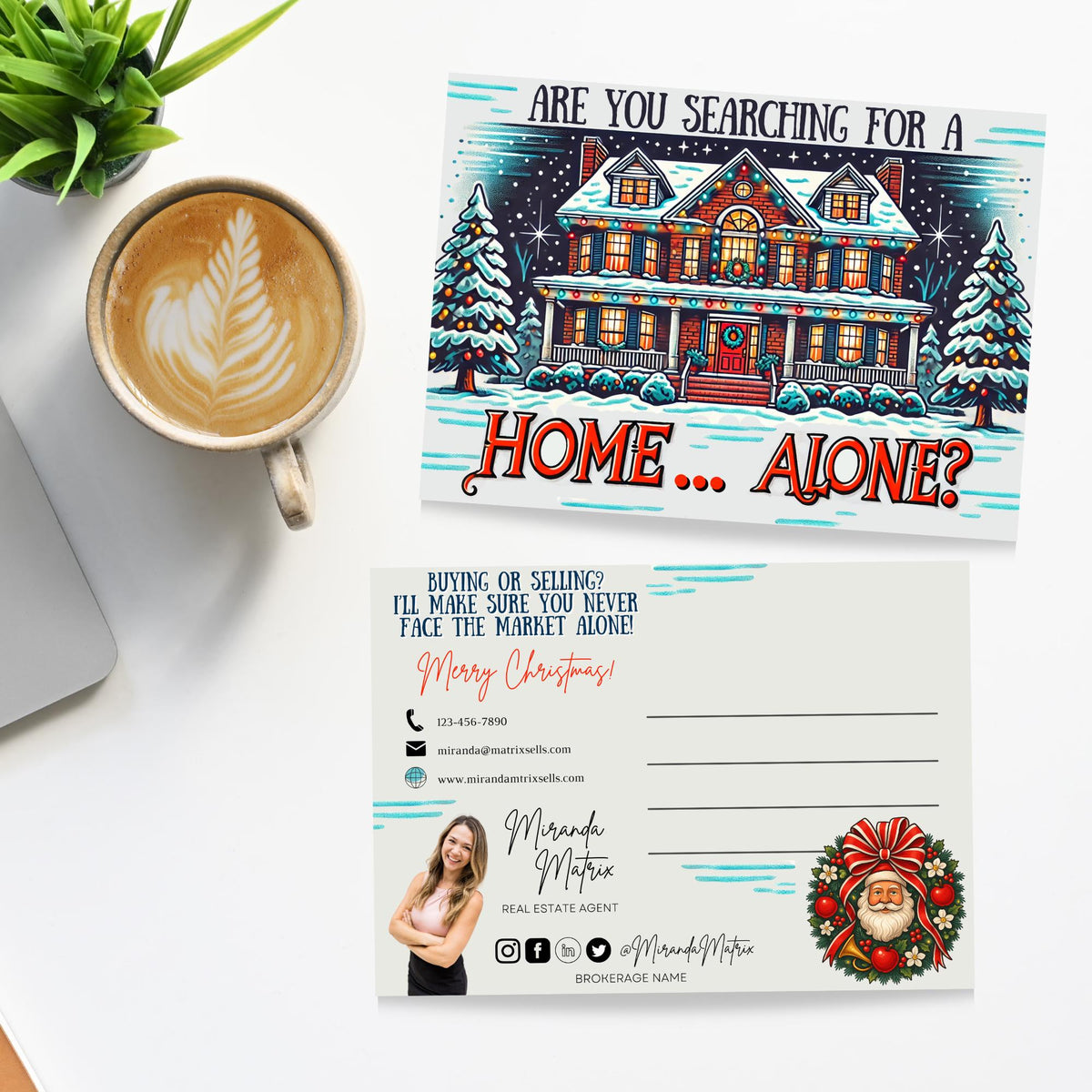 Home Alone Inspired Christmas Realtor Postcard | Searching for a Home Holiday Card | 5x7 & 4x6 Real Estate Marketing Template