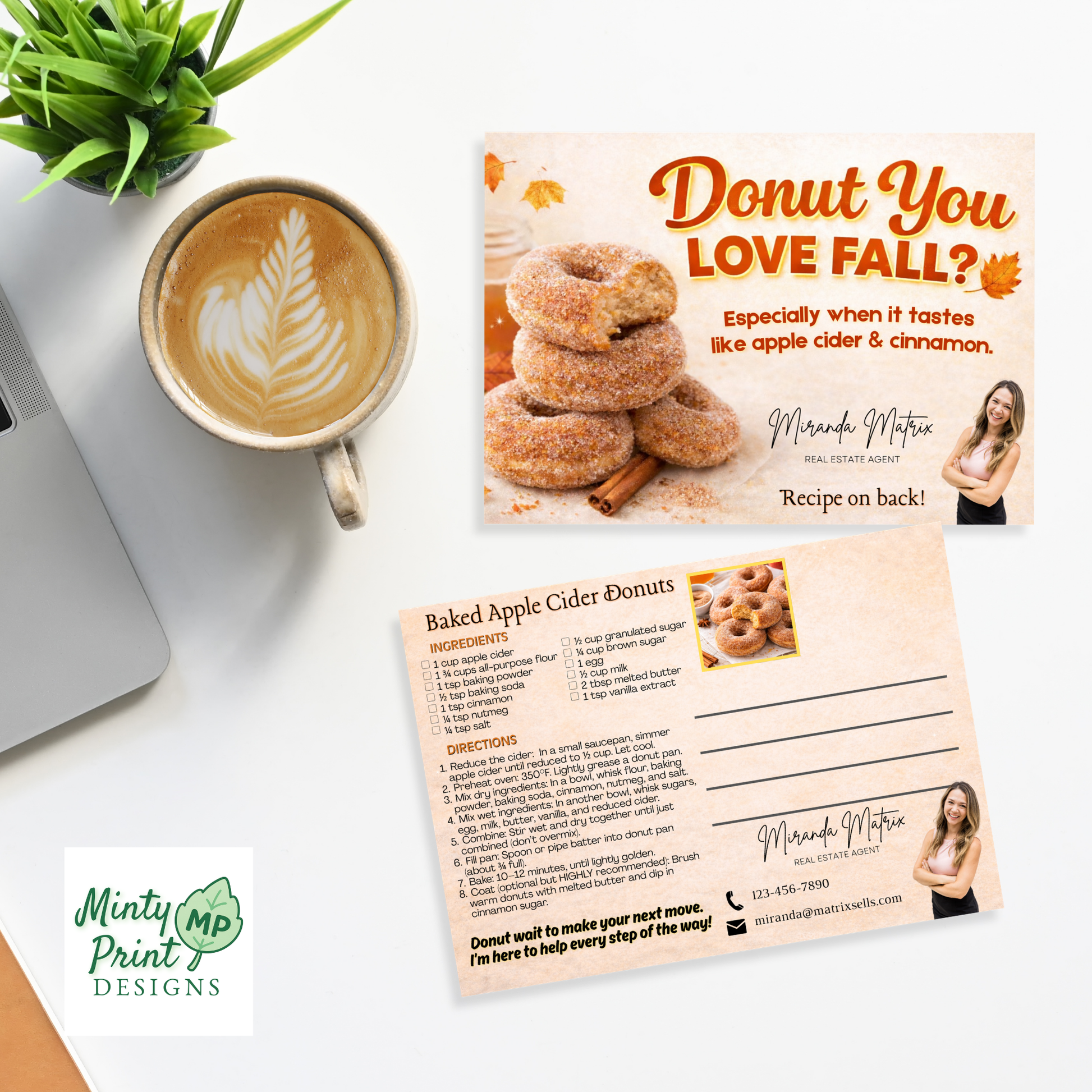 Printable fall postcard for real estate agents with recipe