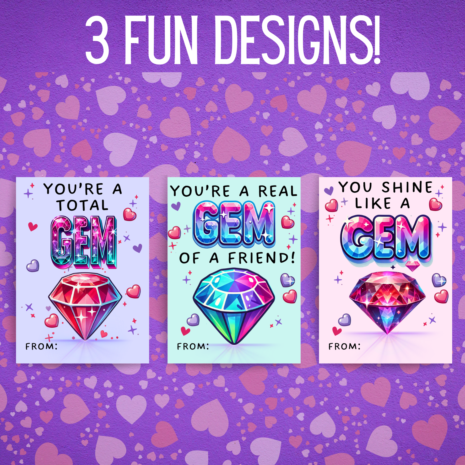printable gem valentines for kids instant download