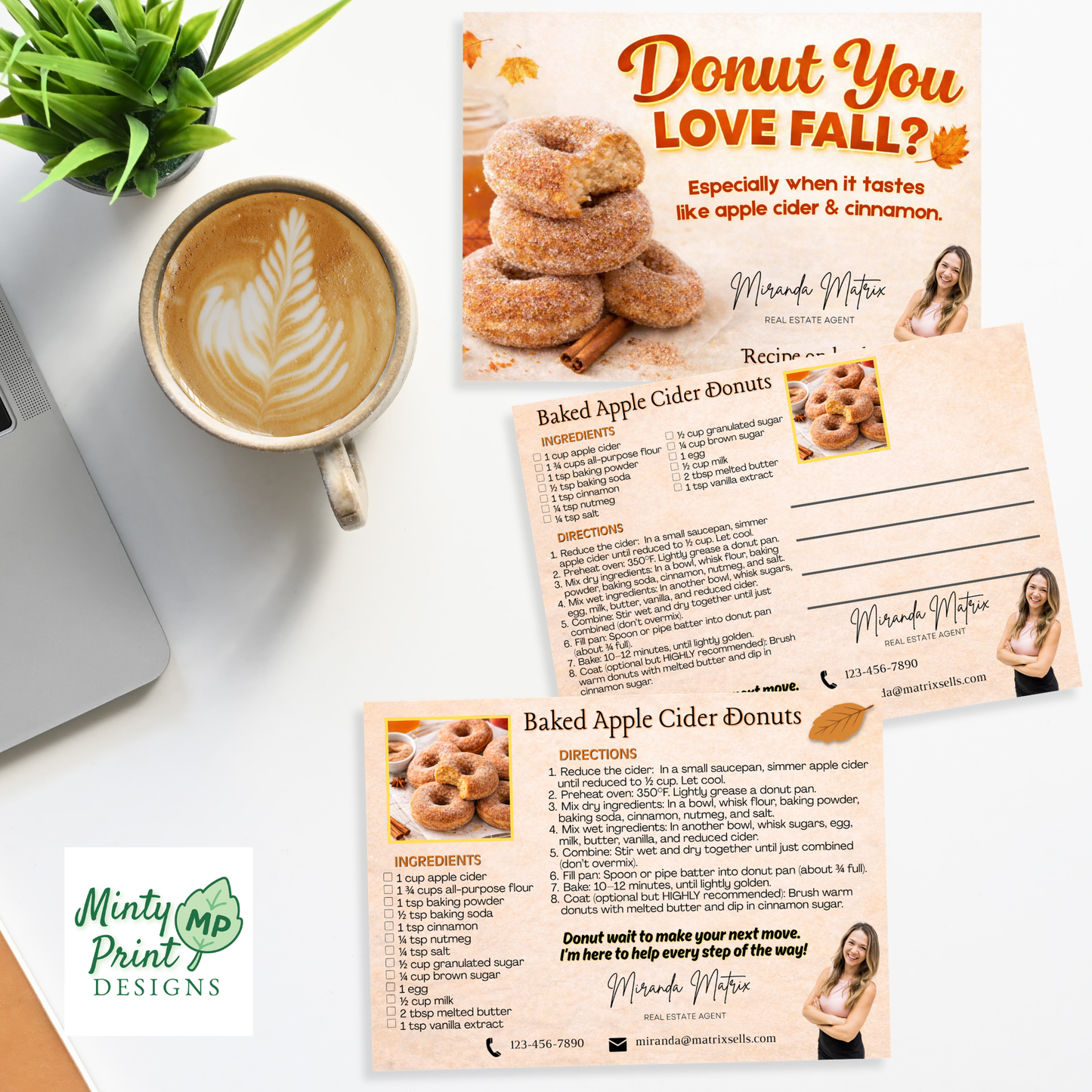 donut you love fall postcard design with autumn recipe theme