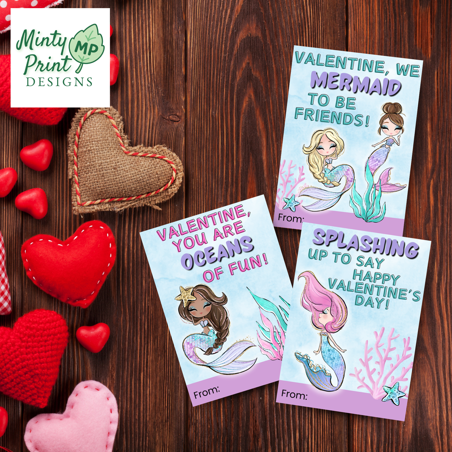 Mermaid Valentine printable kids can pair with small toys or non-candy gifts