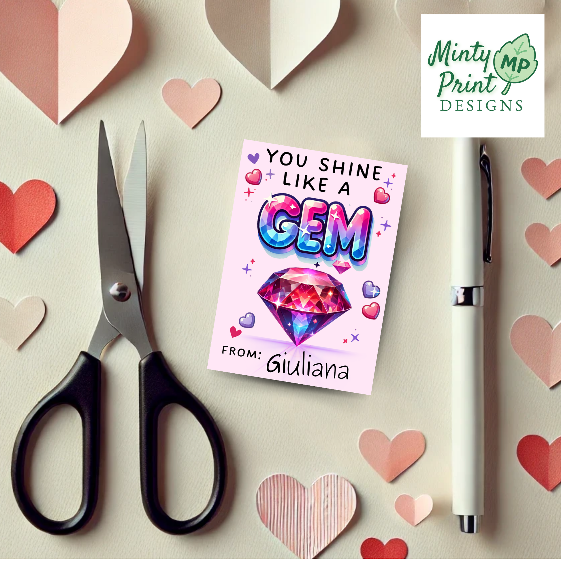 non food classroom valentines gem theme