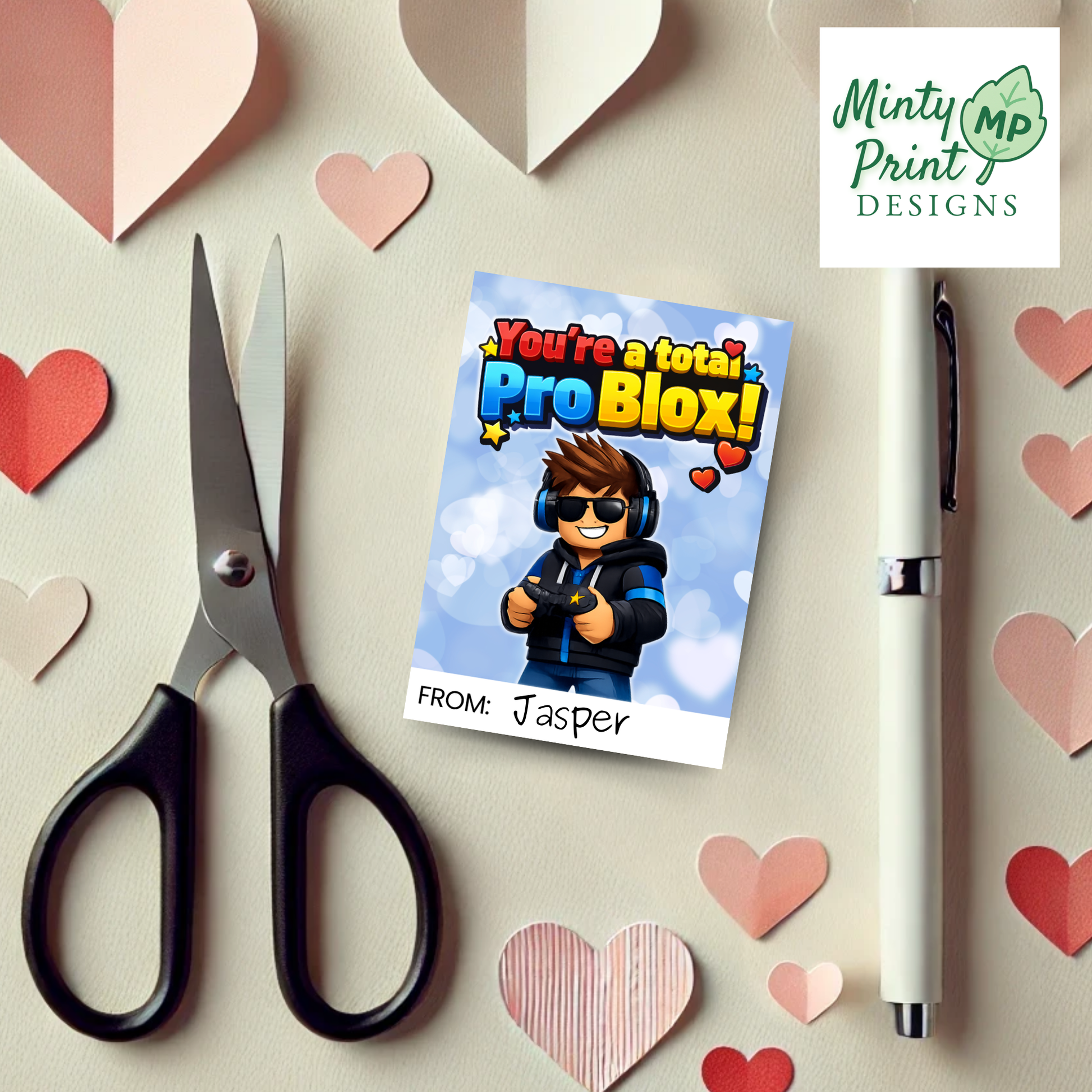 Printable classroom Valentines gamer theme instant download