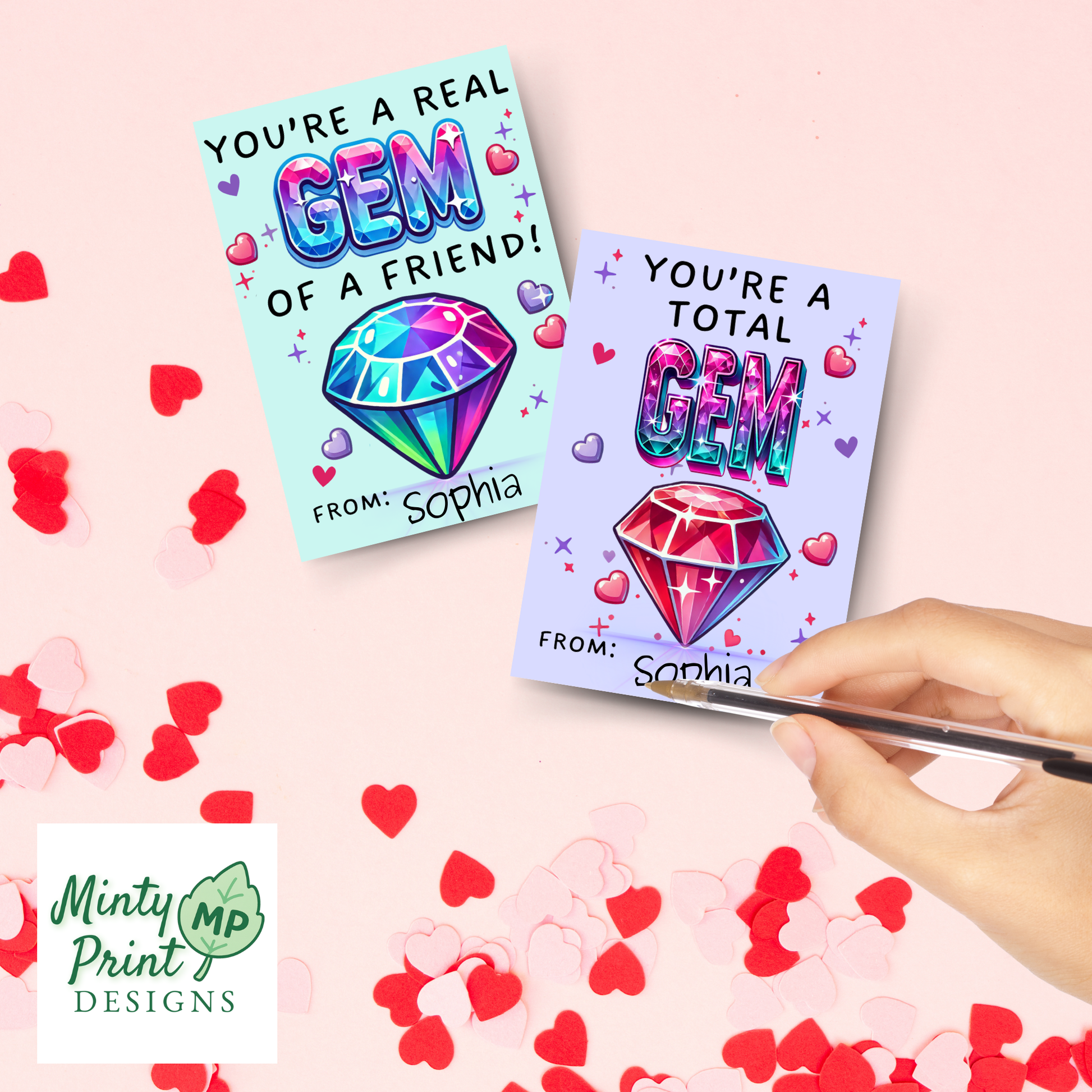 gem friendship valentines classroom printable