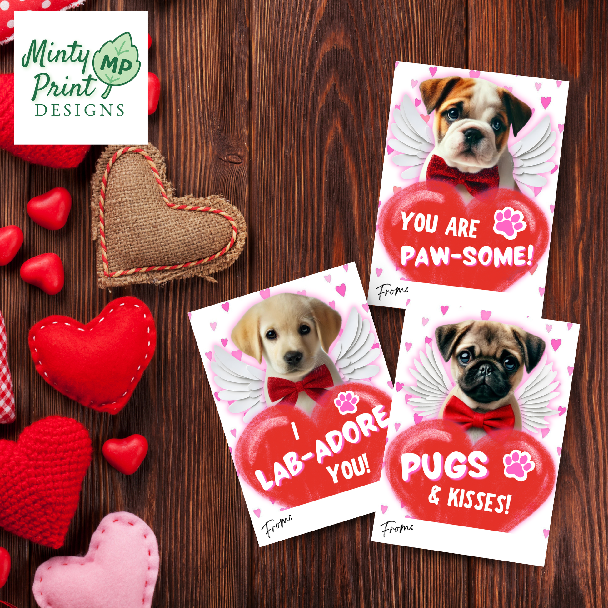 Yellow lab puppy Valentine card — I Lab-adore You