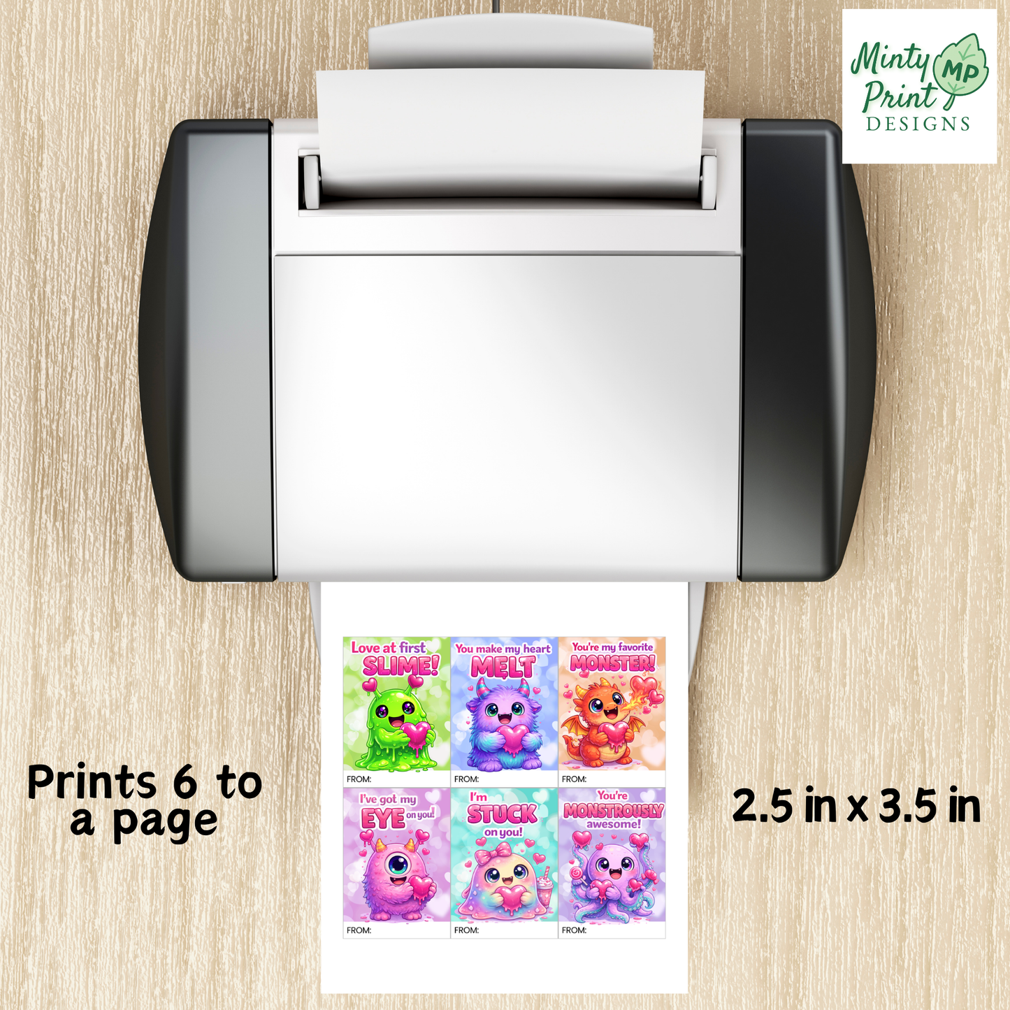 Printable monster valentines with slime dragon and cute creatures