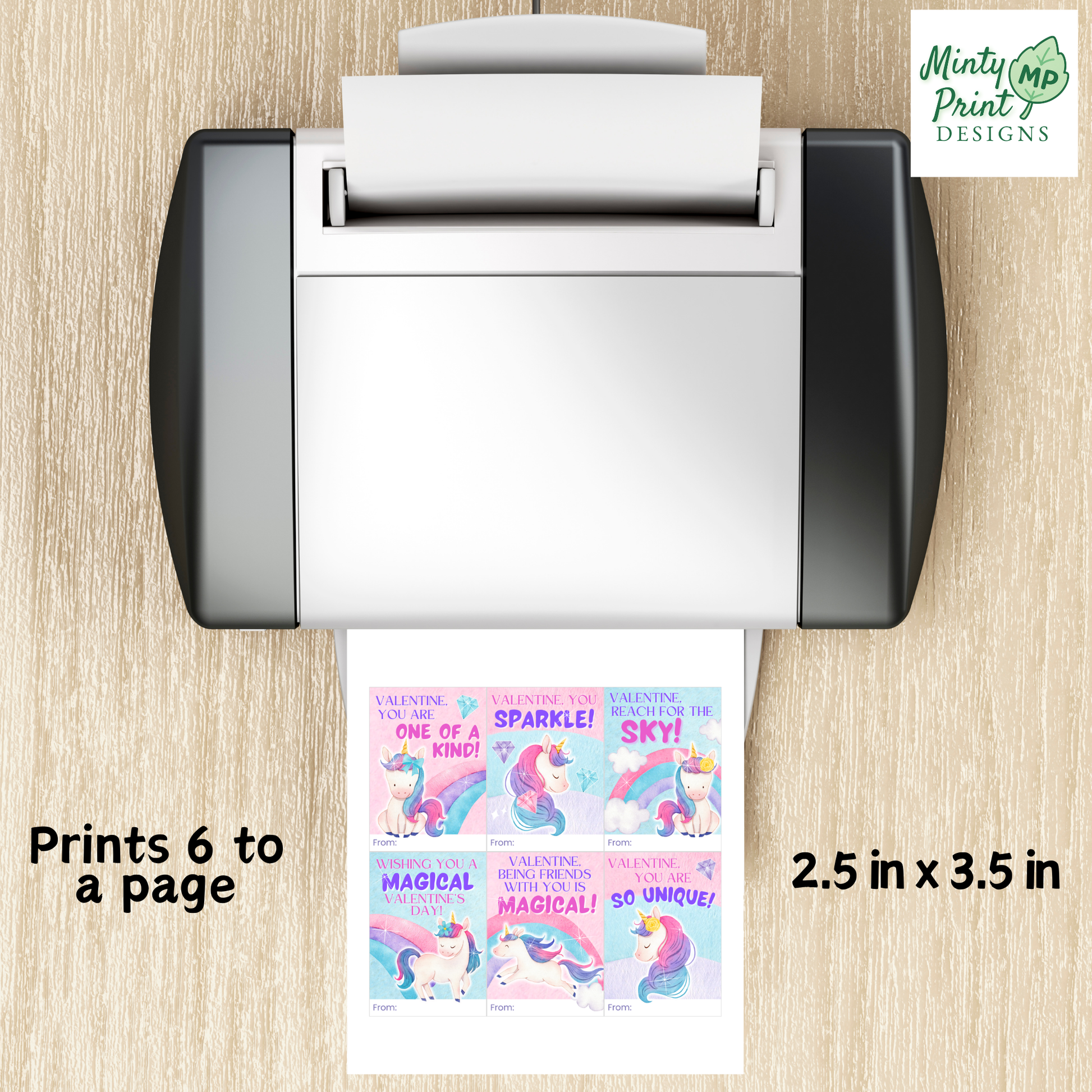 Cute unicorn Valentine card in pastel colors with sparkles and message “Valentine, You Are So Unique”