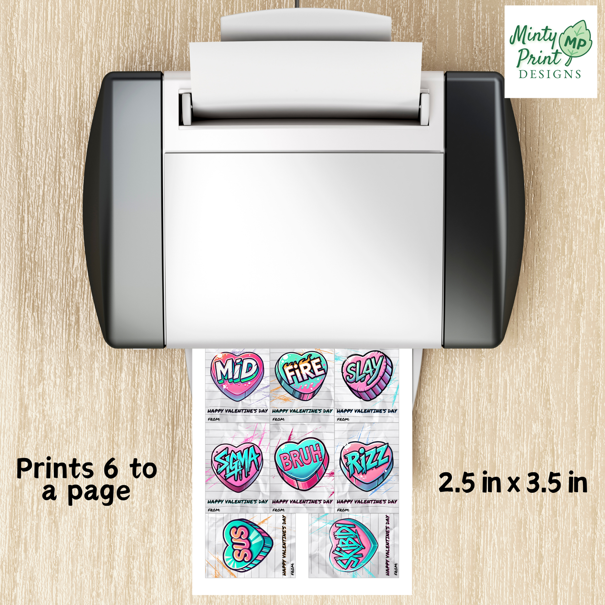 Printable pink slang Valentine cards for girls with trendy language—instant classroom PDF