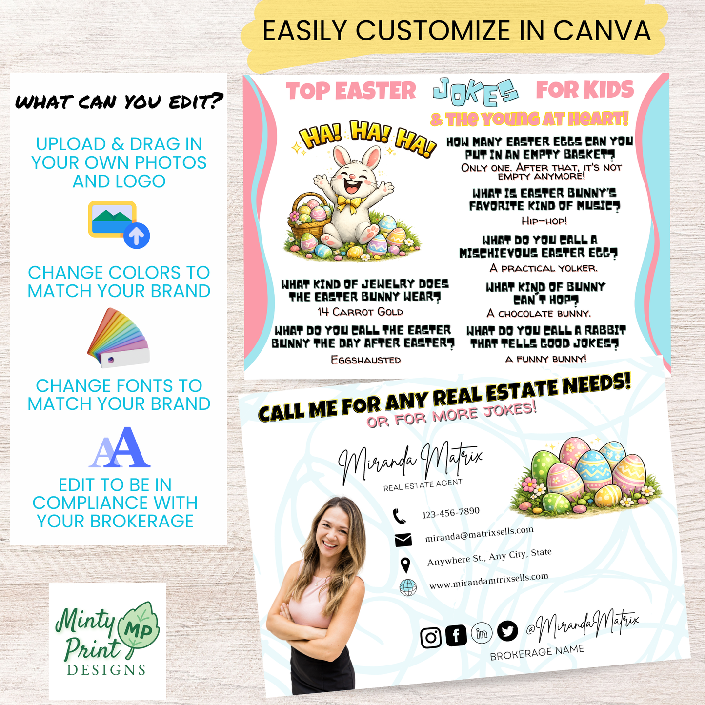 Kid friendly Easter joke postcard for classrooms and families