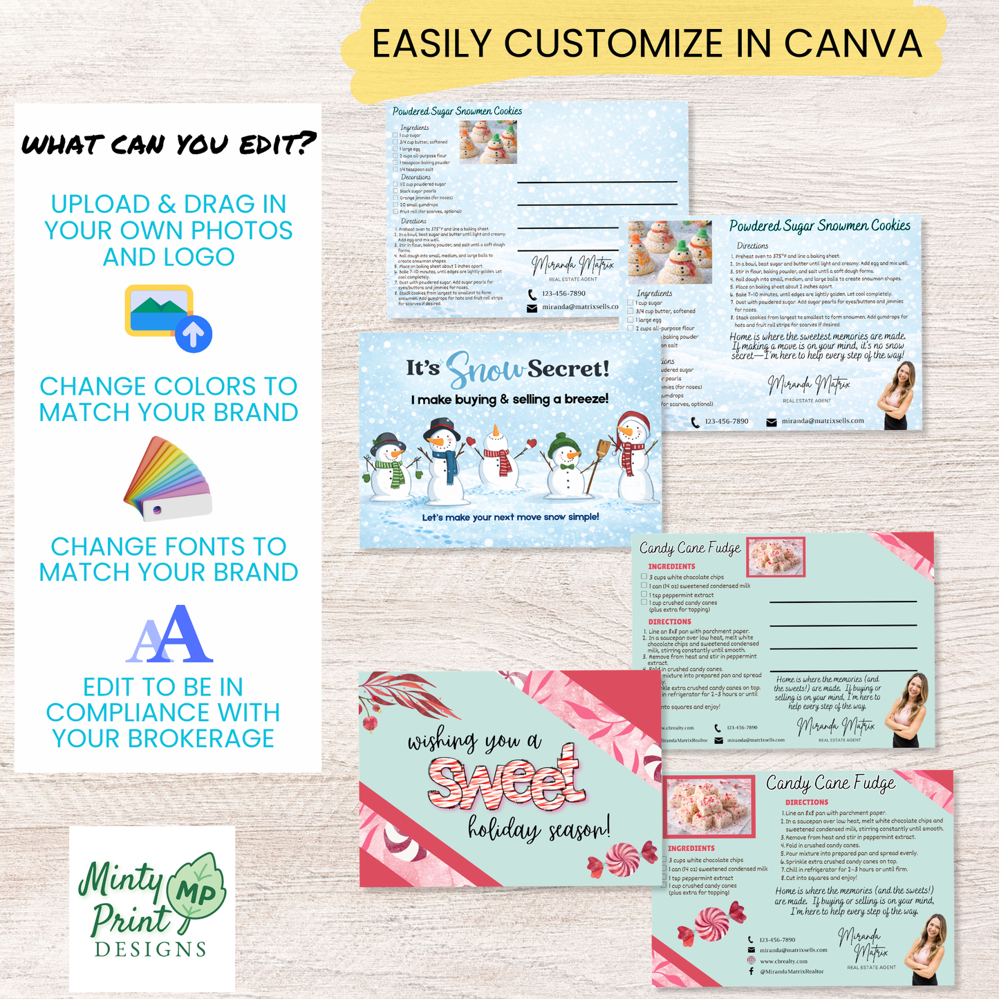 12 month realtor marketing postcard bundle with seasonal recipe designs