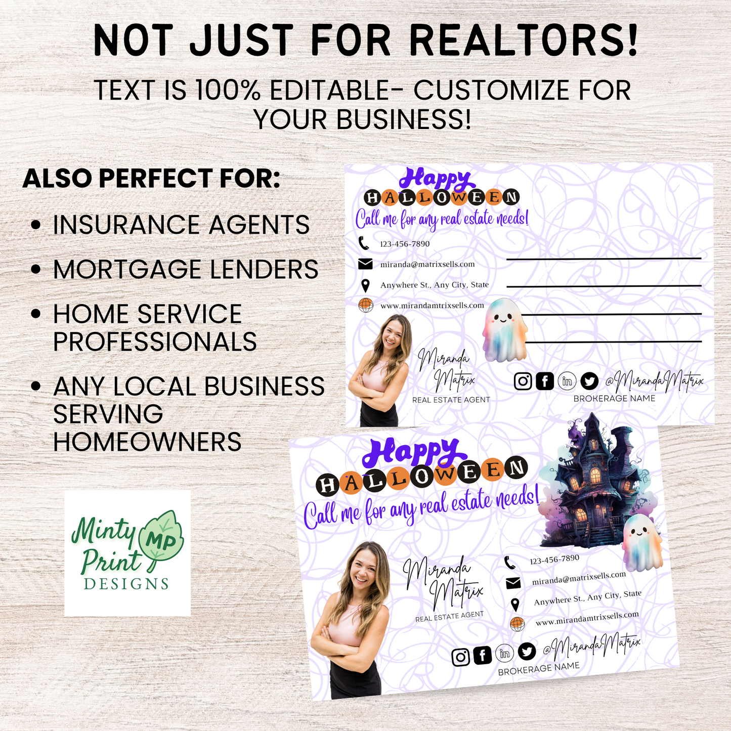 Editable Halloween postcard template not just for realtors