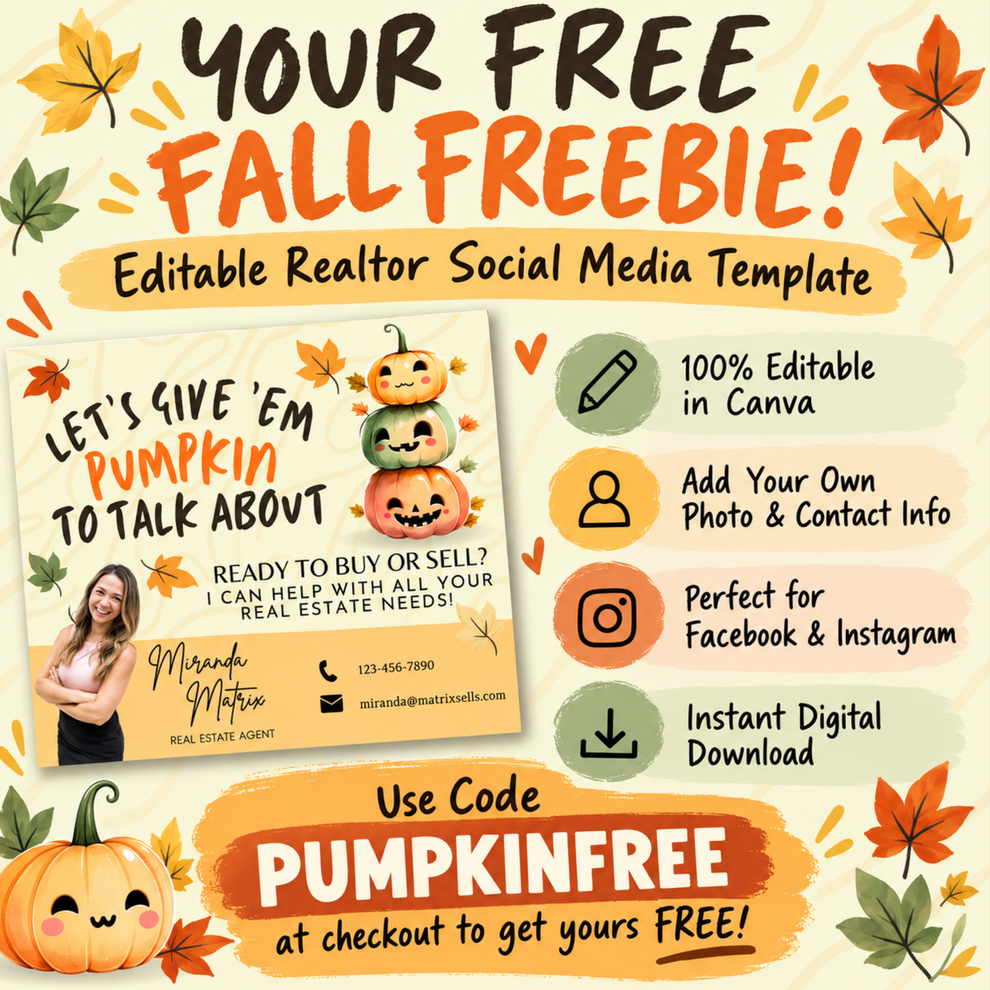 Editable Fall Realtor Social Media Template | Pumpkin Real Estate Canv ...