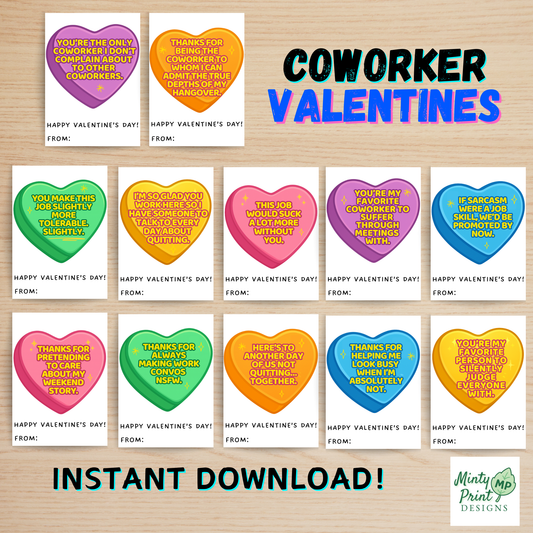 Printable coworker Valentine cards for the office
