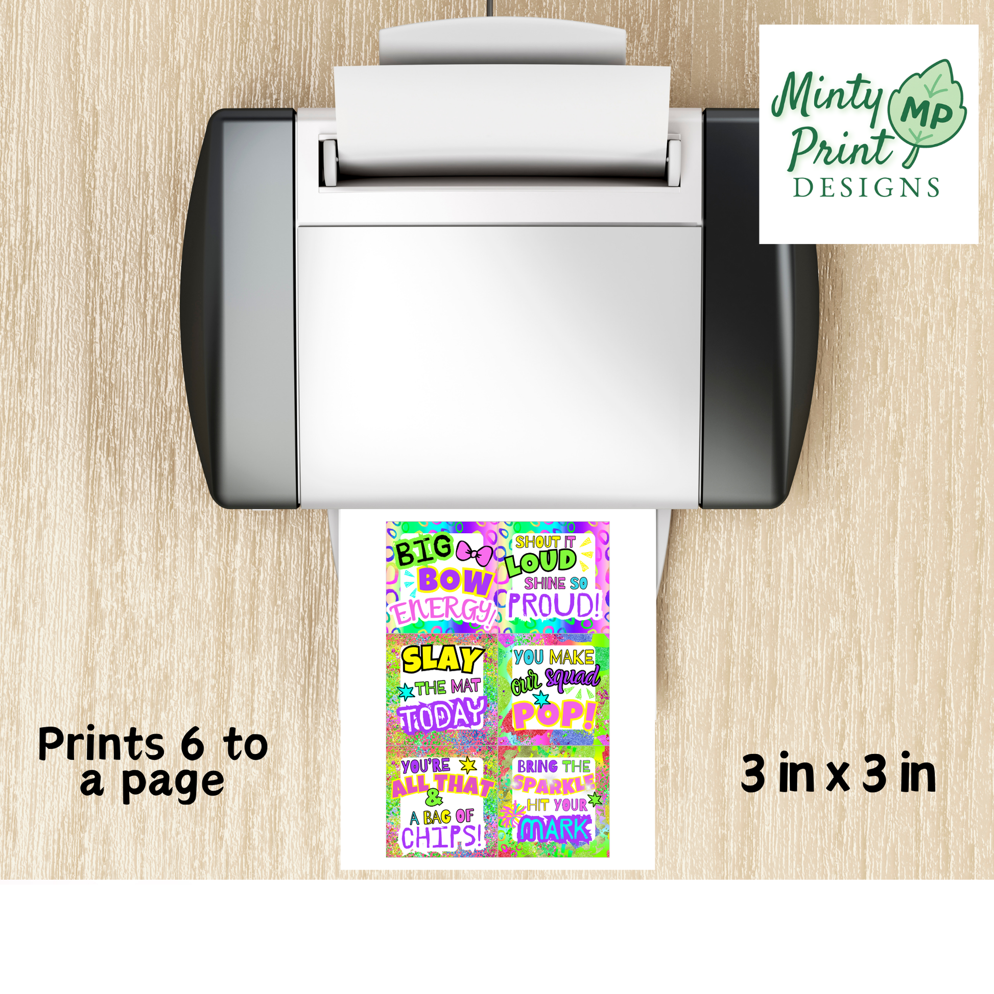 Printable cheer gift tags attached to cheer bows and accessories for a fun cheer team gift idea.