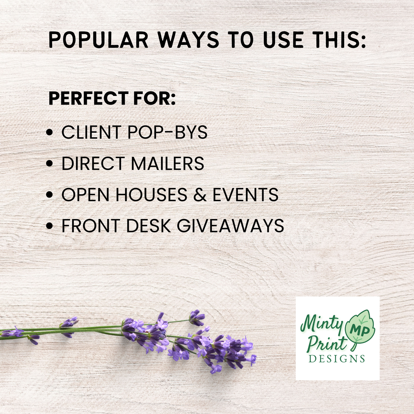 Spring word search postcard Canva template used for client pop-bys, direct mailers, events, and giveaways