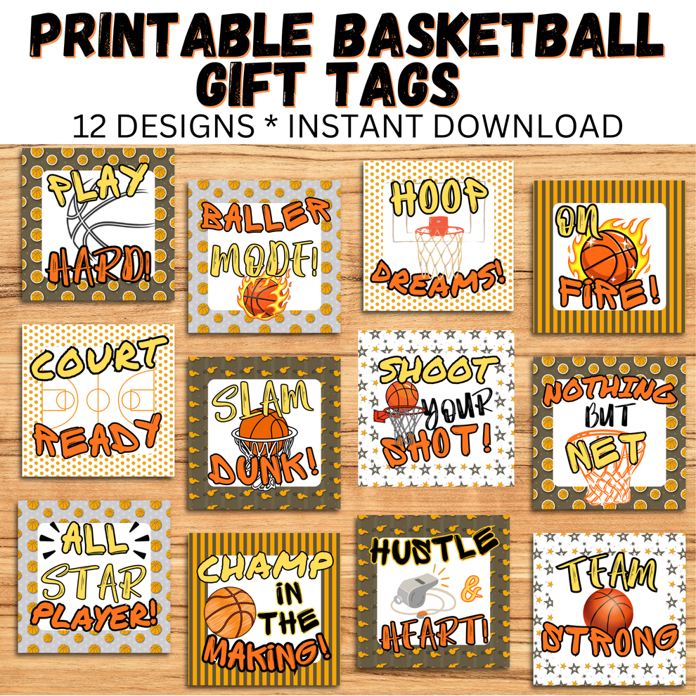 Basketball Gift Tags Printable – Team Snack Tags, Basketball Party Fav ...
