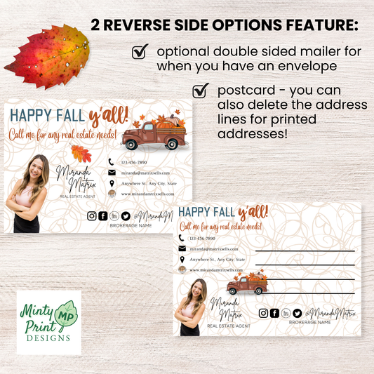 Editable autumn postcard template not just for realtors