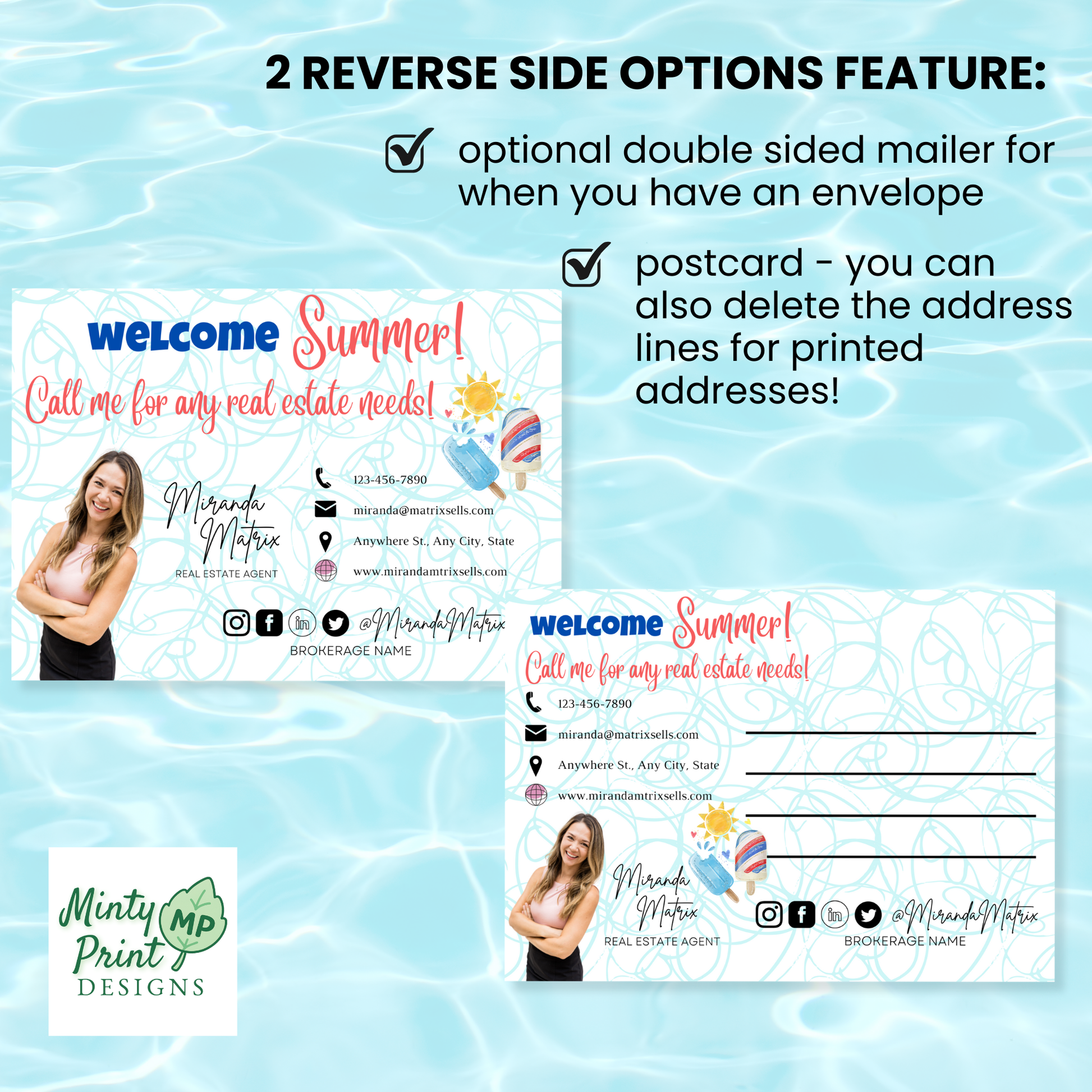 Editable summer postcard template not just for realtors