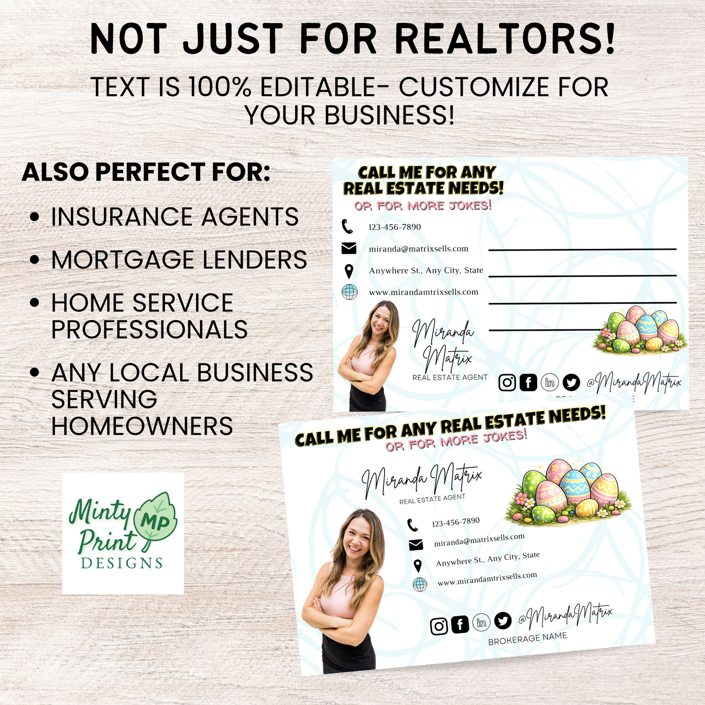 Realtor Easter joke postcard Canva editable digital download
