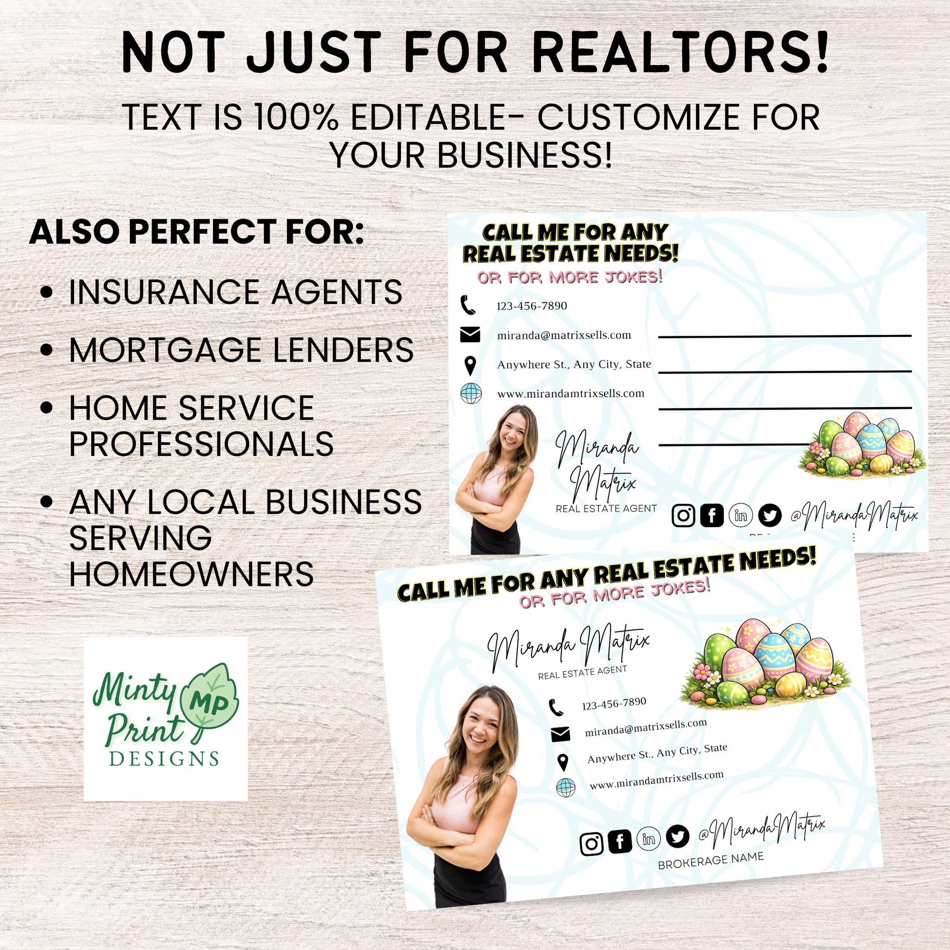 Realtor Easter joke postcard Canva editable digital download
