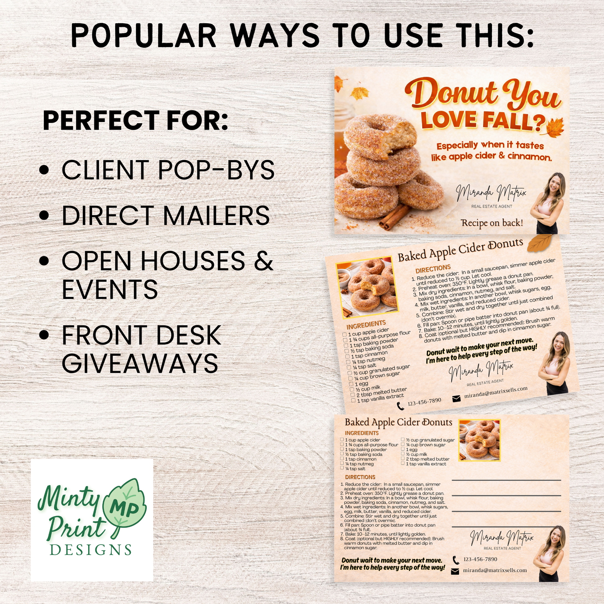 September client mailer apple cider donuts recipe card