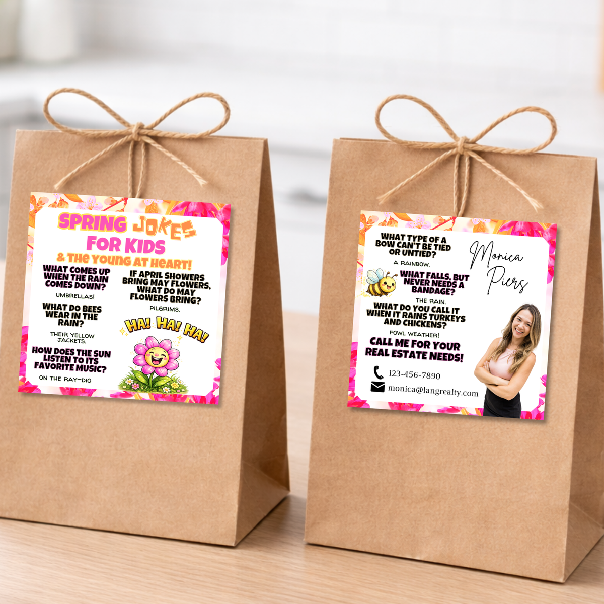 Editable Spring Joke Pop-By Tag – Double-Sided Canva Template for Clie ...