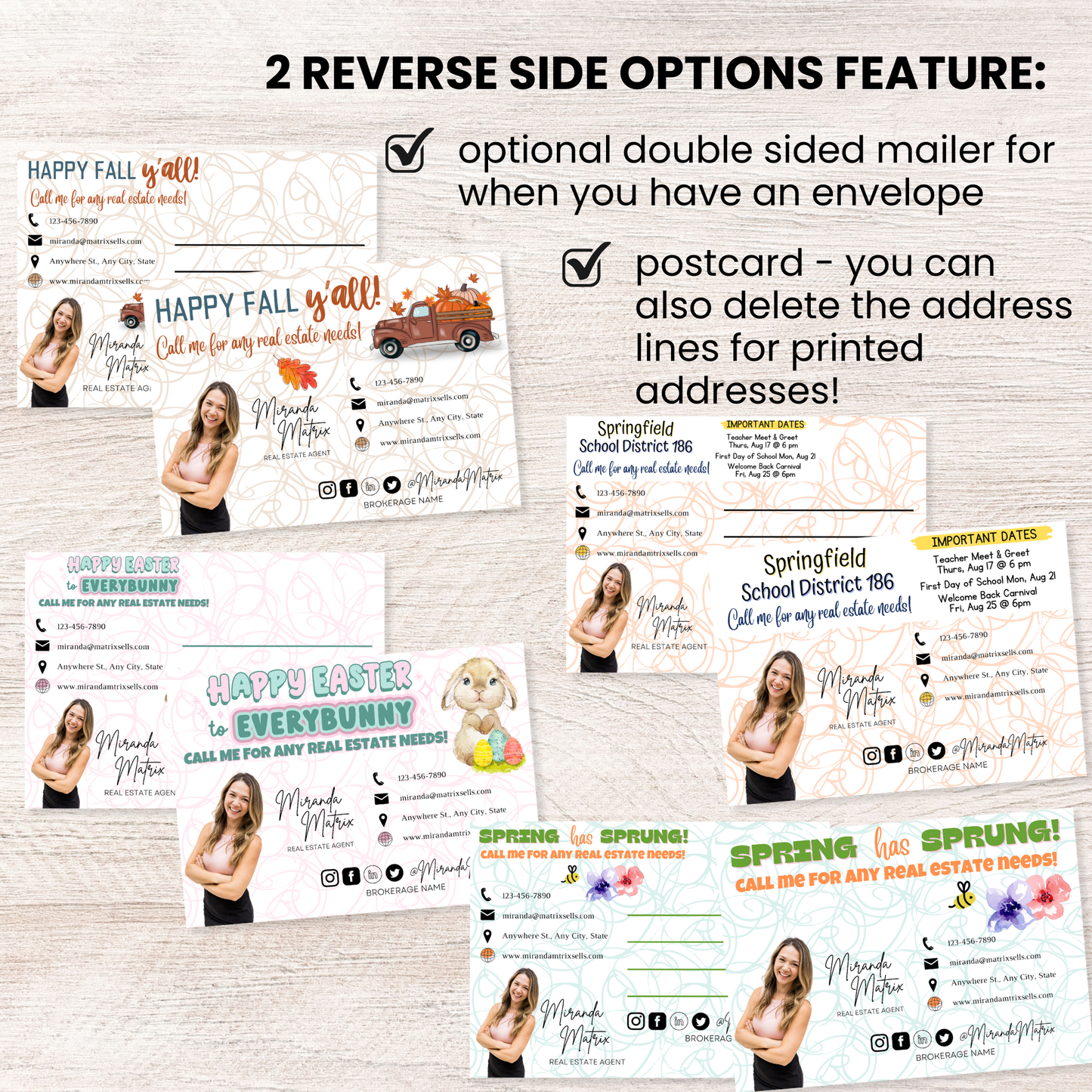 Editable word search postcards with two reverse side options postcard or double sided mailer