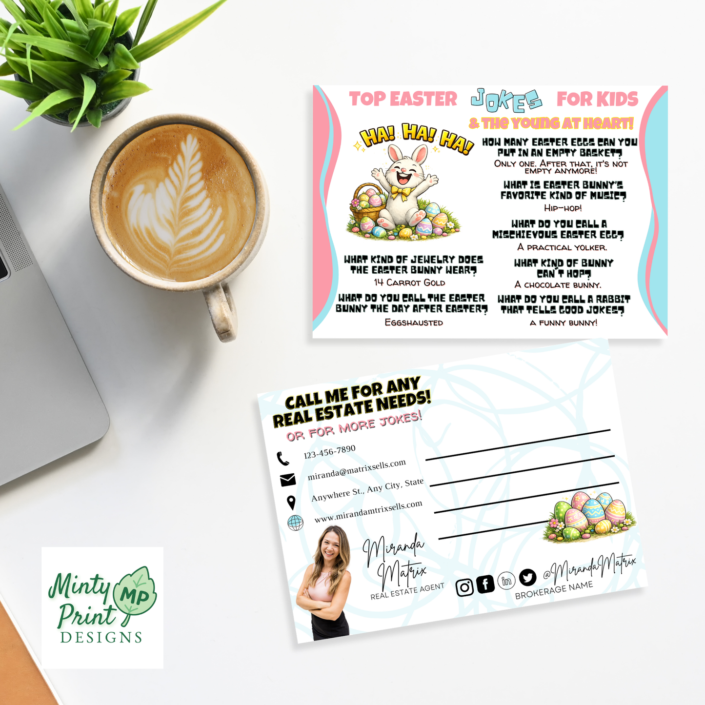 Funny Easter joke postcard for kids, editable Canva template