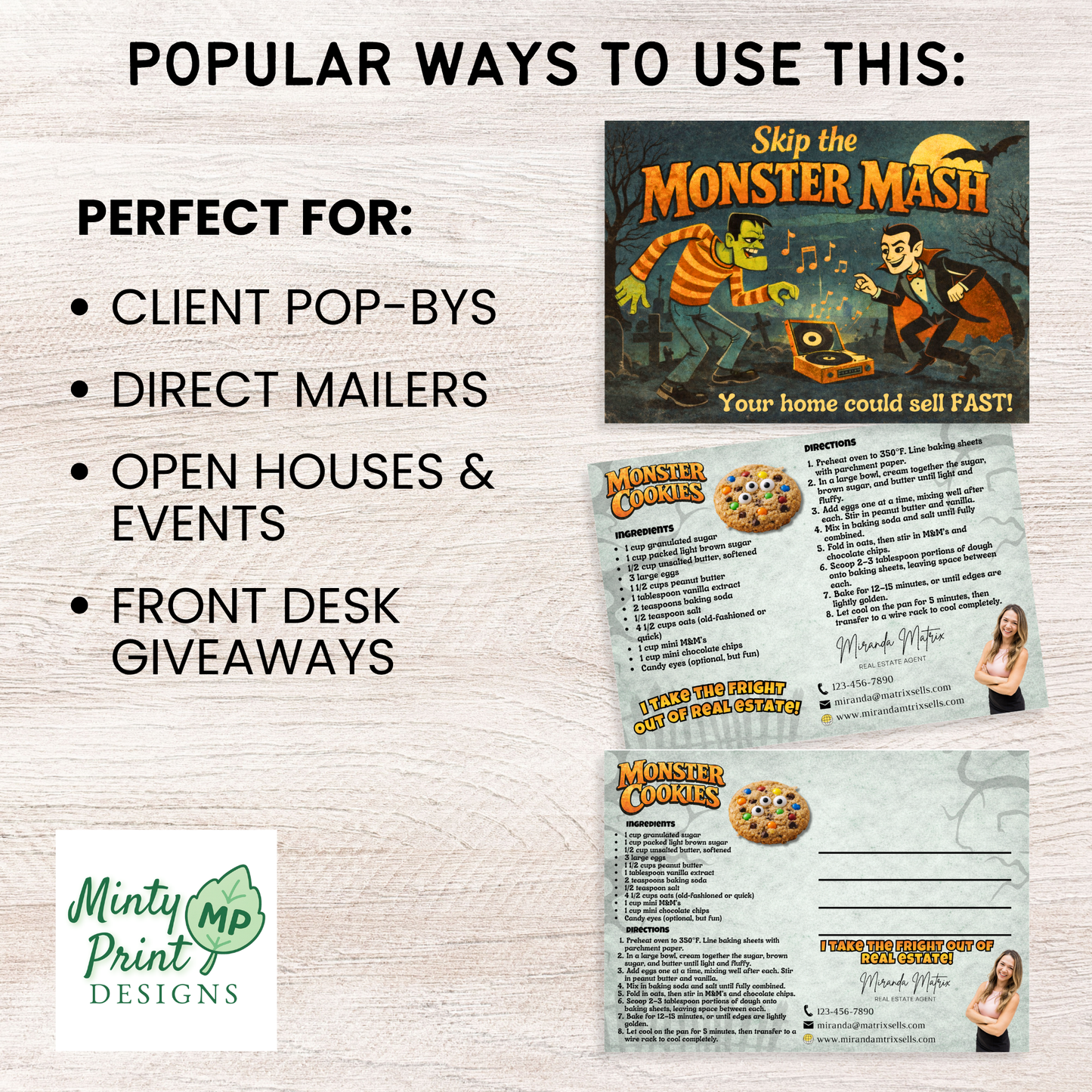 Halloween real estate postcard with you’ve been boo’d treat idea