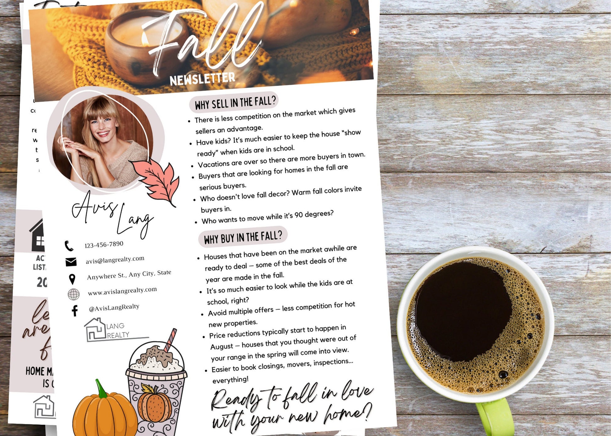 Autumn-themed real estate marketing bundle with featured property pages, fall graphics, and customizable realtor branding.