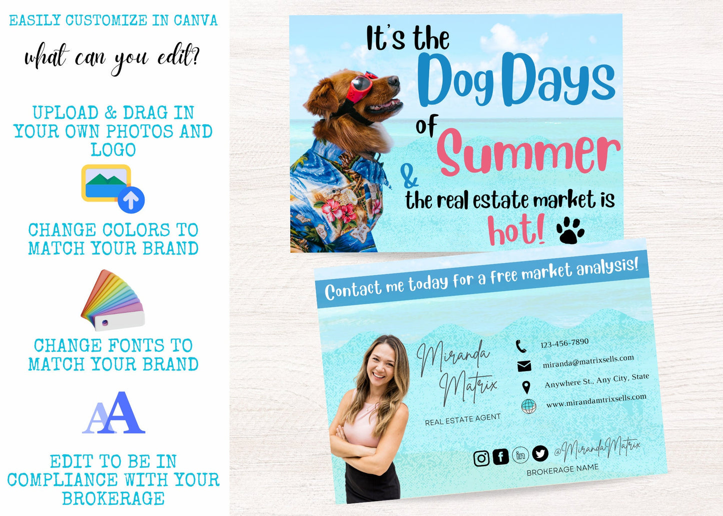 Summer Real Estate Postcard Template: Dog Days Marketing (Digital Download)