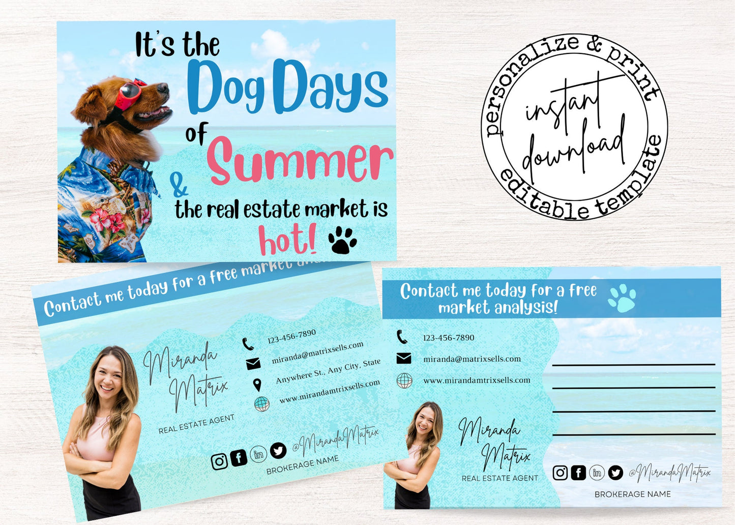 Summer Real Estate Postcard Template: Dog Days Marketing (Digital Download)