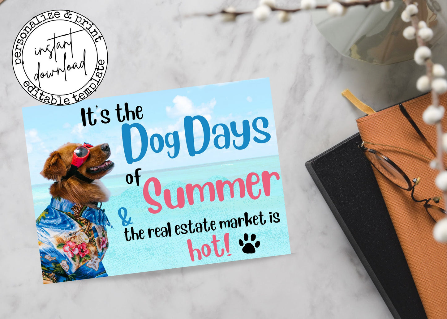 Summer Real Estate Postcard Template: Dog Days Marketing (Digital Download)