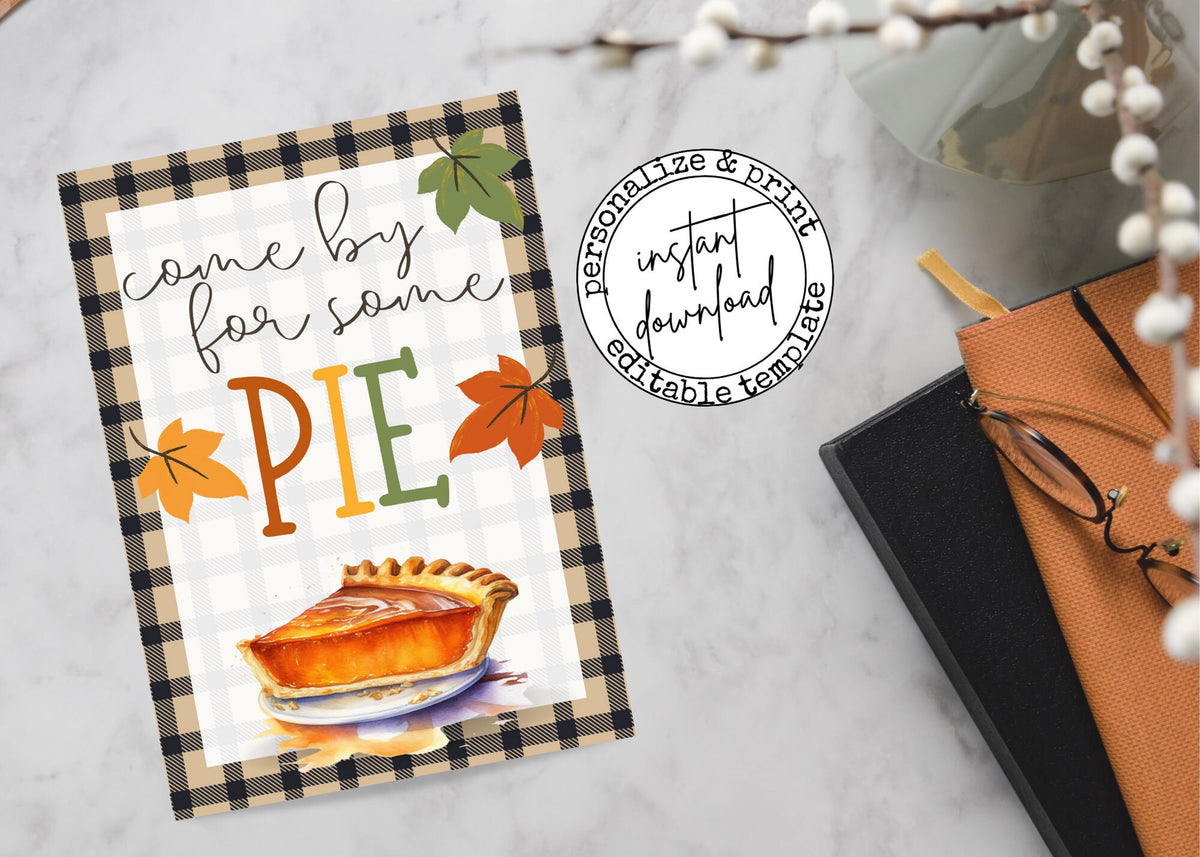 Realtor pie giveaway postcard template with pumpkin apple and pecan pie design options for Thanksgiving client events
