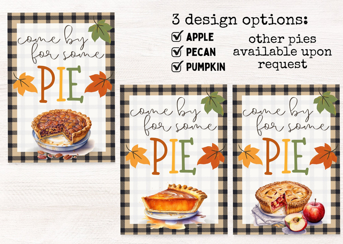 Thanksgiving client appreciation postcard featuring apple pie and editable realtor event invitation