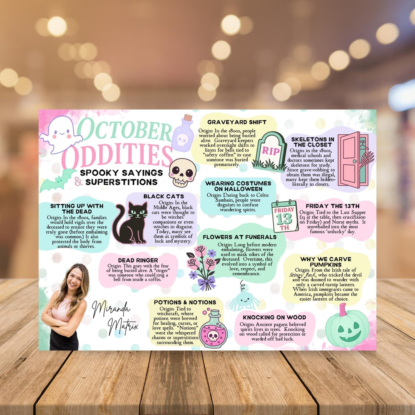 Halloween Realtor marketing Canva template with October Oddities educational postcard, matching contact card, mailing back, and editable real estate branding.
