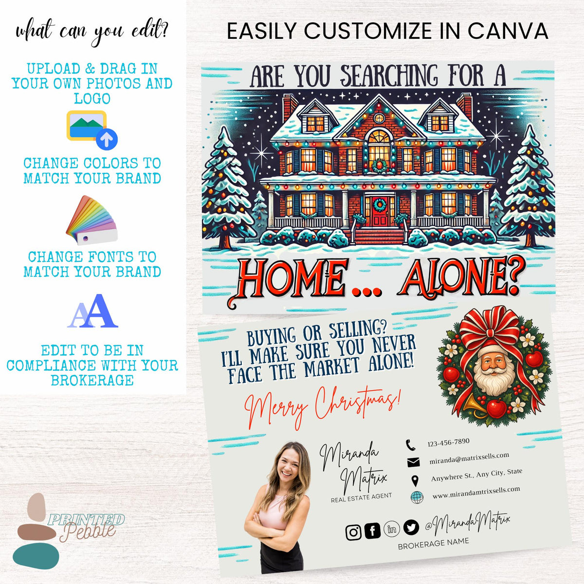 Home Alone Inspired Christmas Realtor Postcard | Searching for a Home Holiday Card | 5x7 & 4x6 Real Estate Marketing Template